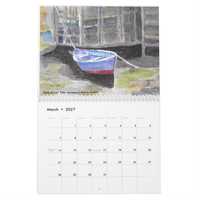 Calendrier Roseann Meserve Maine Aquarelle (Mar 2027)