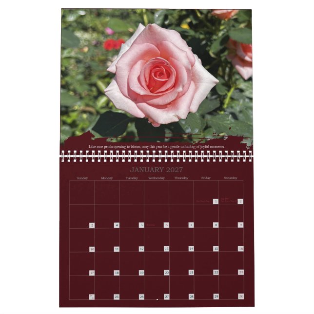 Calendrier Roses Photography Inspirational Quote Calendar (Jan 2027)
