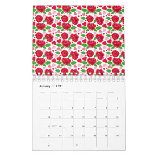 Calendrier Roses rouges Coeurs roses Joyeux Jour des Valentin