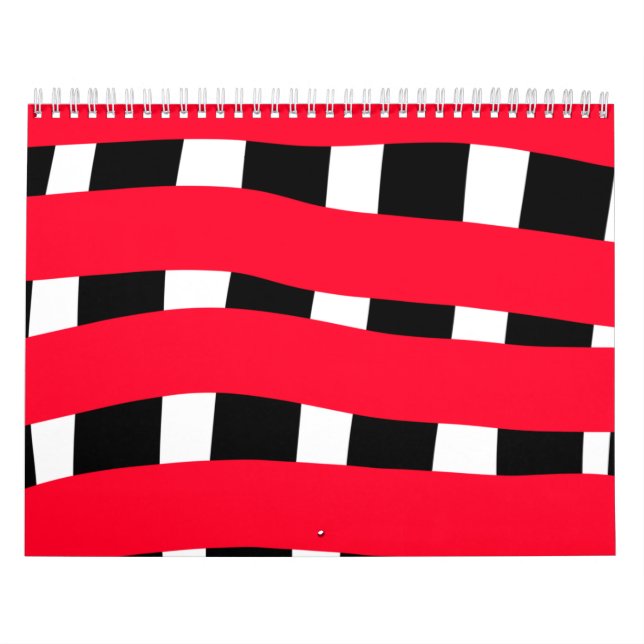 Calendrier Rouge croix noire damier simple homme garçon cadea (Protection)