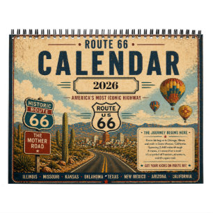Calendrier Route personnalisée 66 Vintage Prenez votre pied