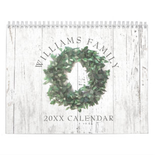 Calendrier Rustic Laurel Wreath Farmhouse Custom 2022 Photo