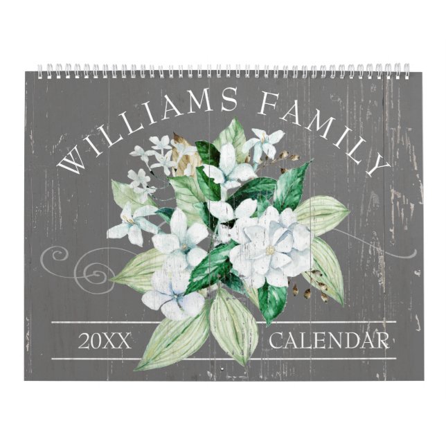 Calendrier Rustique blanc Magnolia Floral Custom 2023 Photo (Protection)