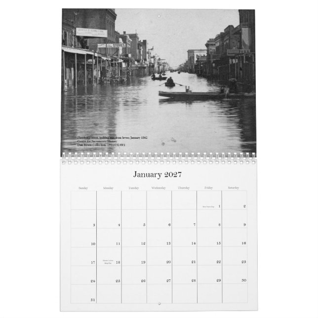 Calendrier Sacramento historique, 1850s - 1890s (Jan 2027)