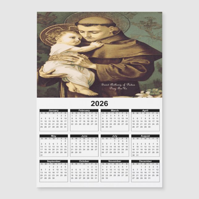 Calendrier Saint Antoine Padoue 2026 (Devant)