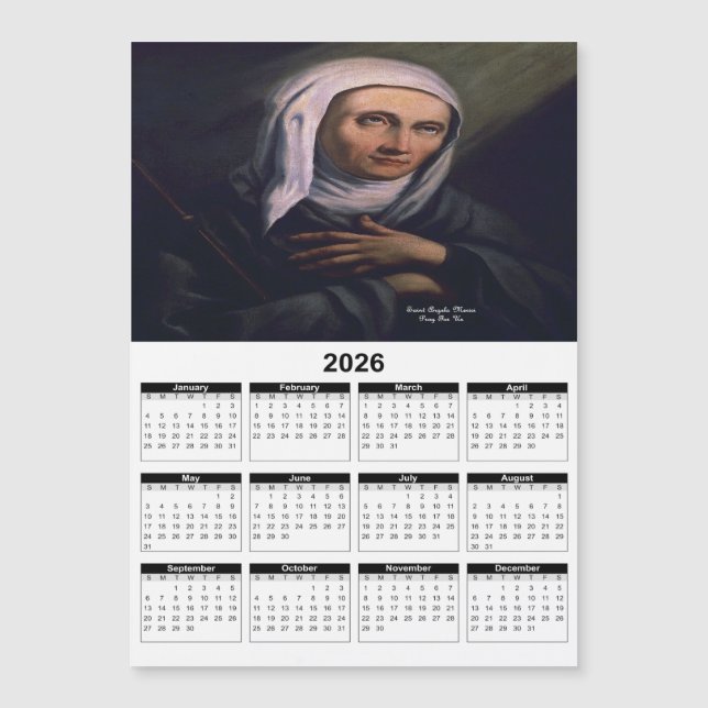 Calendrier Sainte Angélique Merici 2026 (Devant)