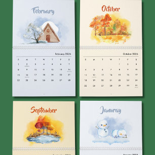 Calendrier Saisons Aquarelle 2026