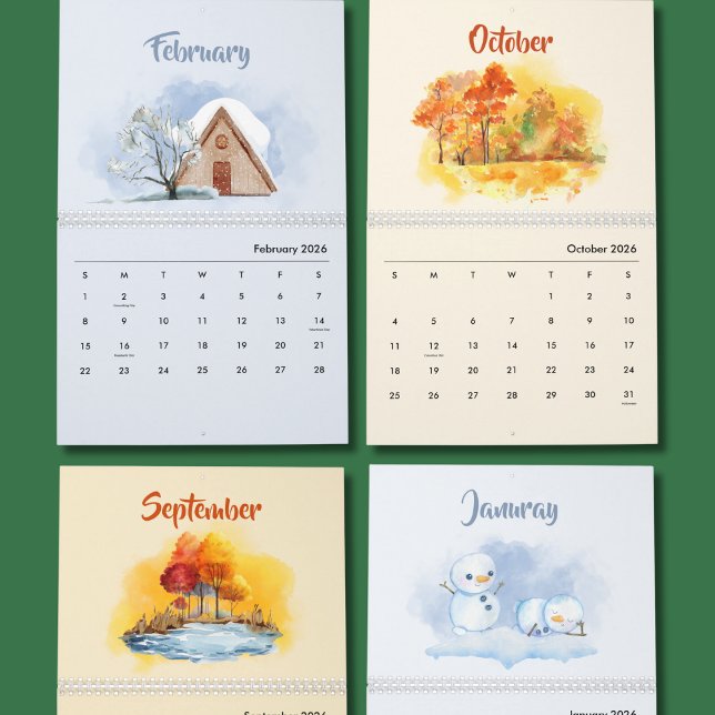 Calendrier Saisons Aquarelle 2026 (Créateur téléchargé)