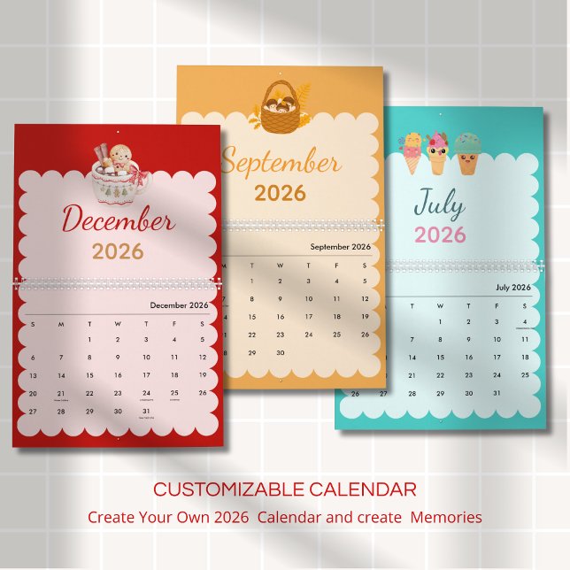 Calendrier Saisons Kawaii Colorées Chaque Mois (Créateur téléchargé)