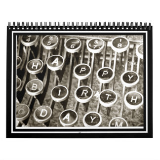 Calendrier Salutation d'anniversaire de la machine à écrire v