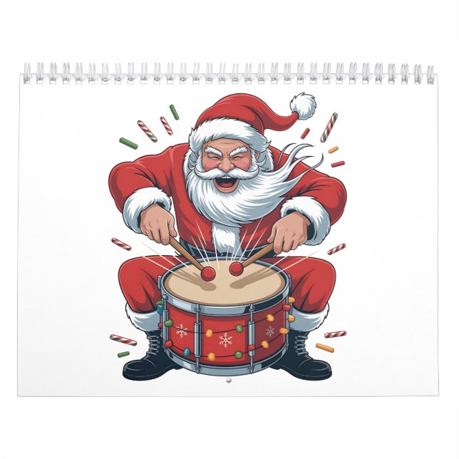 Calendrier Santa Playing Drums Christmas Drummer Xmas  (Protection)