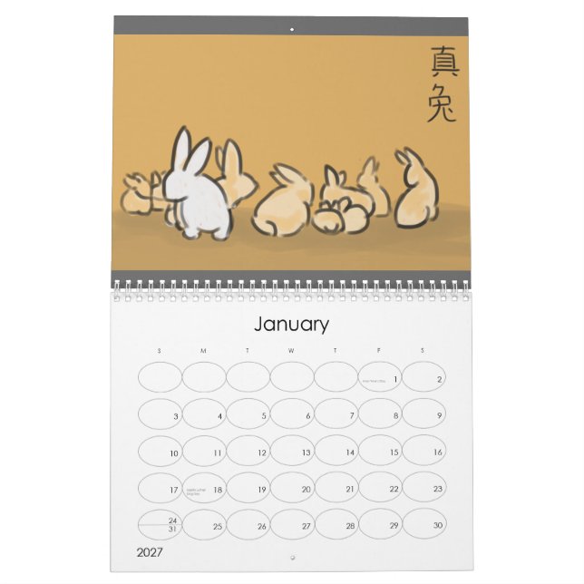 Calendrier sauter-seigneurs, année du lapin (Jan 2027)