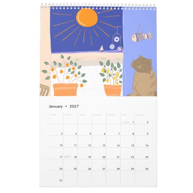 Calendrier Scènes et Motifs d'Été Grecs (Jan 2027)