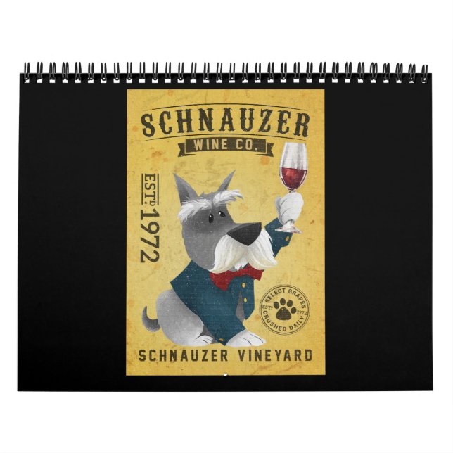 Calendrier Schnauzer Chien Vin Funny Schnauzer Amoureux des c (Protection)