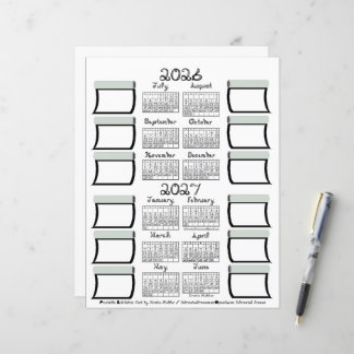 Calendrier scolaire 2026-2027 en tissu avec caract