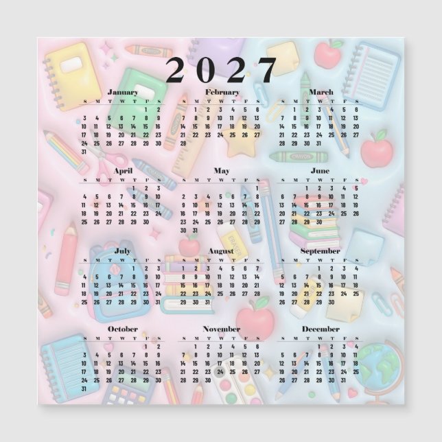 Calendrier scolaire 2027 (Devant)