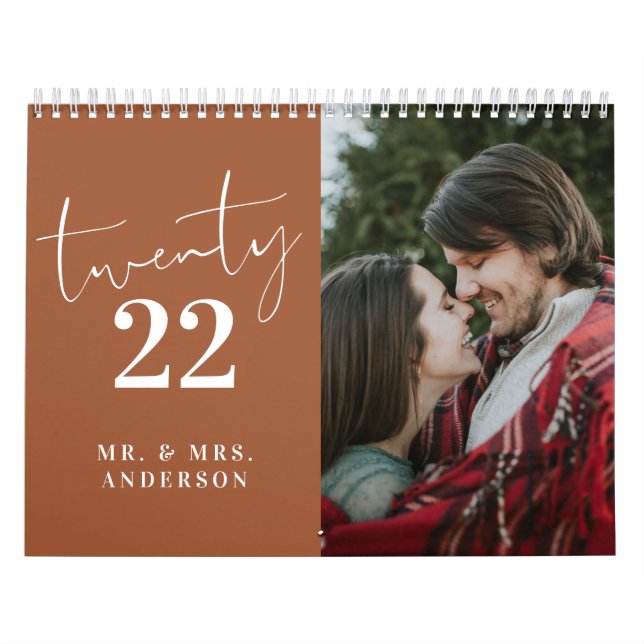 Calendrier Script Calligraphie Nouvelle Mer Photo Terracotta (Protection)