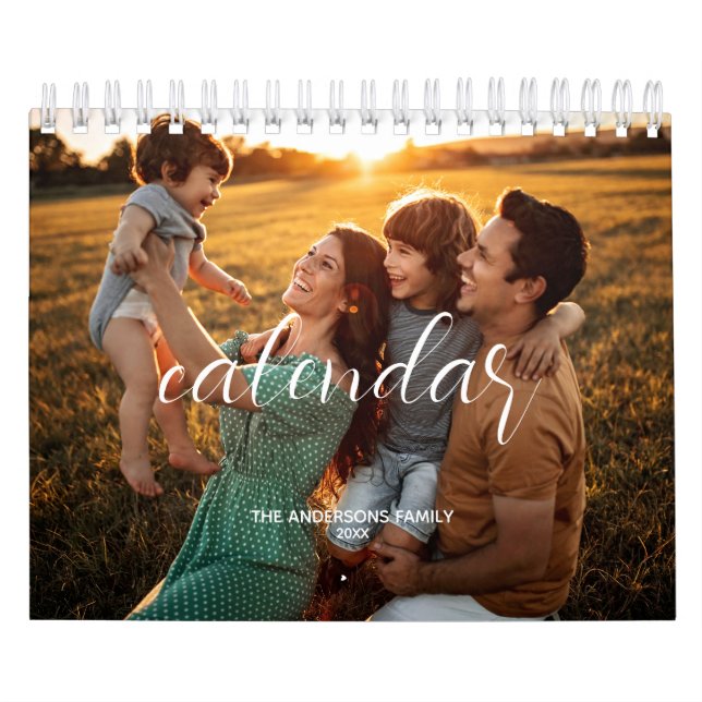 Calendrier Script chic photo de la famille 2025 (Protection)