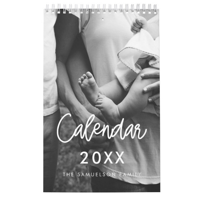 Calendrier Script moderne photo de famille 2026 (Protection)