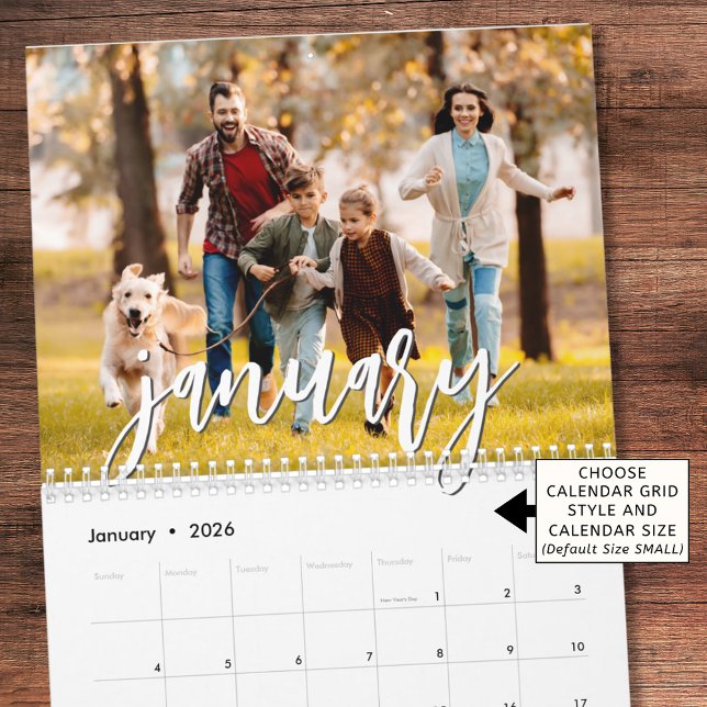 Calendrier Script personnalisé pour photo unique moderne (Créateur téléchargé)
