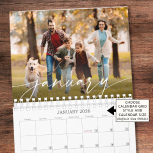 Calendrier Script personnalisé pour photo unique moderne