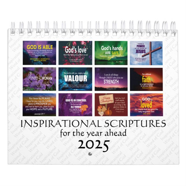 Calendrier SCRIPTURES INSPIRATIONNELLES 2025 Bible chrétienne (Protection)