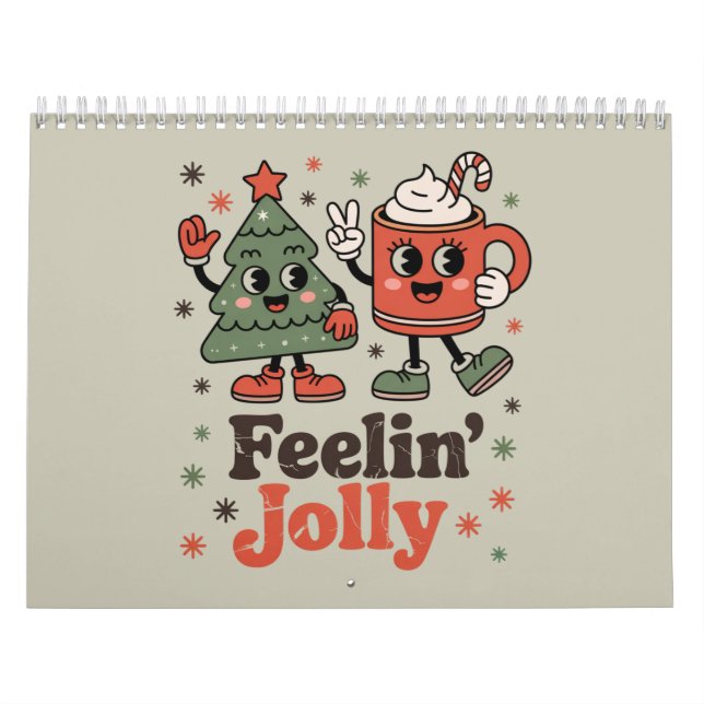 Calendrier Sentiment de Noël rétro Joyeux Vacances vintage  (Protection)