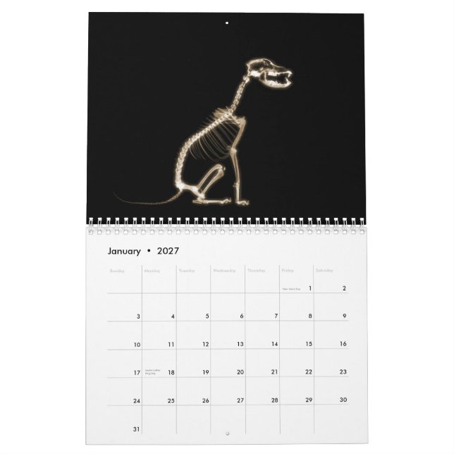 Calendrier Sépia de minuit de noir de balade de squelettes de (Jan 2027)