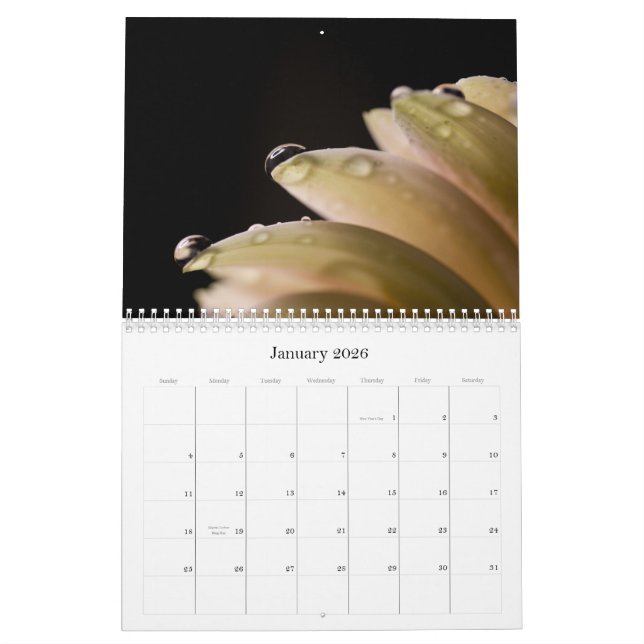 Calendrier Série de plan rapproché de fleur (Jan 2026)