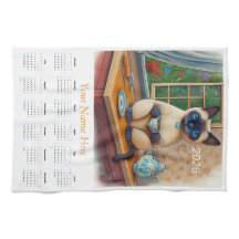 Calendrier Serviette à Thé Chat Siamois 2026