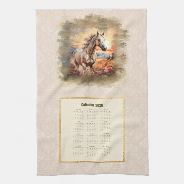 Calendrier Serviette Cheval au Coucher du Soleil 2 (Vertical)