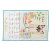 Calendrier Serviette de Cuisine Pattes de Siamois