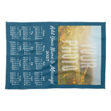Calendrier Serviette de Thé Votre Photo Bleu
