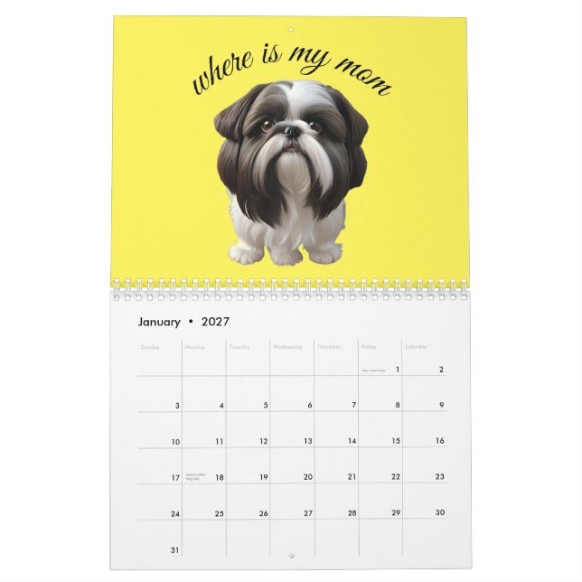 Calendrier Shih Tzu - Où Est Ma Mère (Jan 2027)