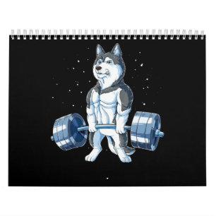 Calendrier Sibérien Husky Haltérophilie Hommes de transport