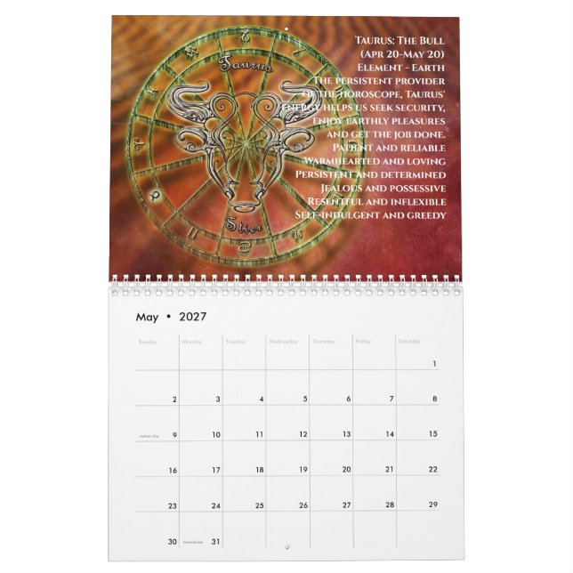 Calendrier Signes du Zodiaque (Mai 2027)