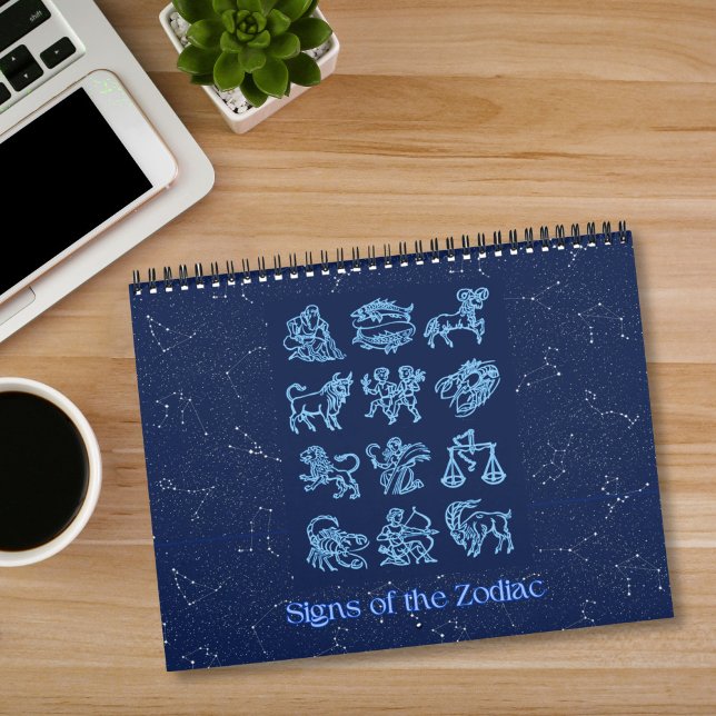 Calendrier Signes du zodiaque sur fond bleu minuit (Créateur téléchargé)