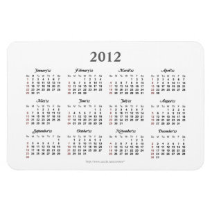 Calendrier simple 2012 Premium Magnet