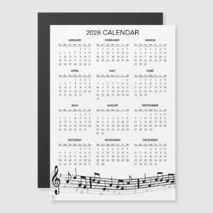 Calendrier simple 2026 avec notes de musique Aim