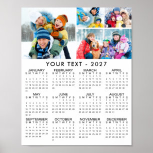 Calendrier simple 2026 pour affiche de collage pho