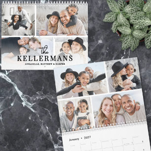 Calendrier Simple Collage de 4 Photos Personnalisé 2027