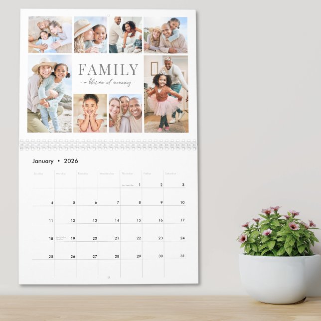 Calendrier Simple Collage de Photos de Famille (Simple Family Photo Collage Calendar )