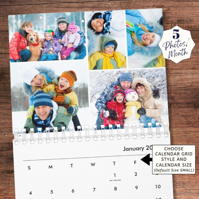 Calendrier Simple Collage Photo 5 par mois (Créateur téléchargé)