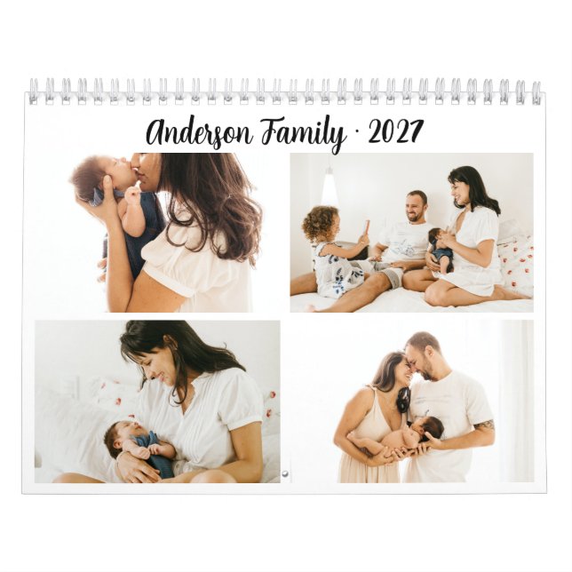 Calendrier Simple Collage Photo Calligraphique Créez Votre Pr (Protection)