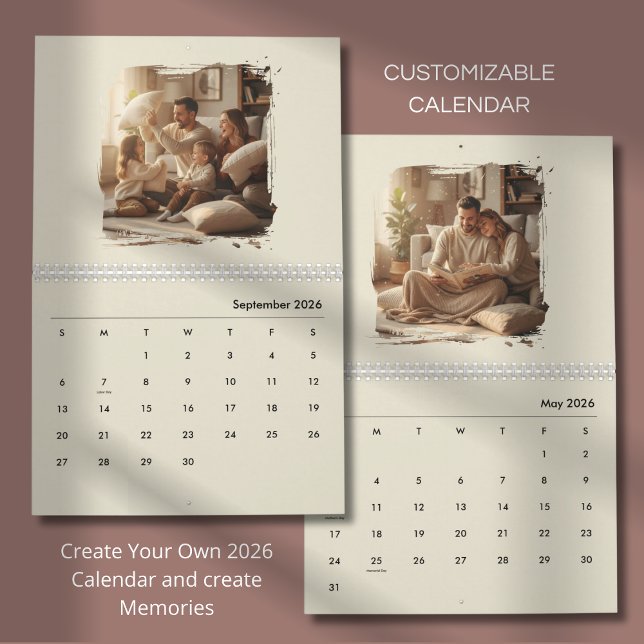 Calendrier Simple Custom Modern Design Photo (Créateur téléchargé)