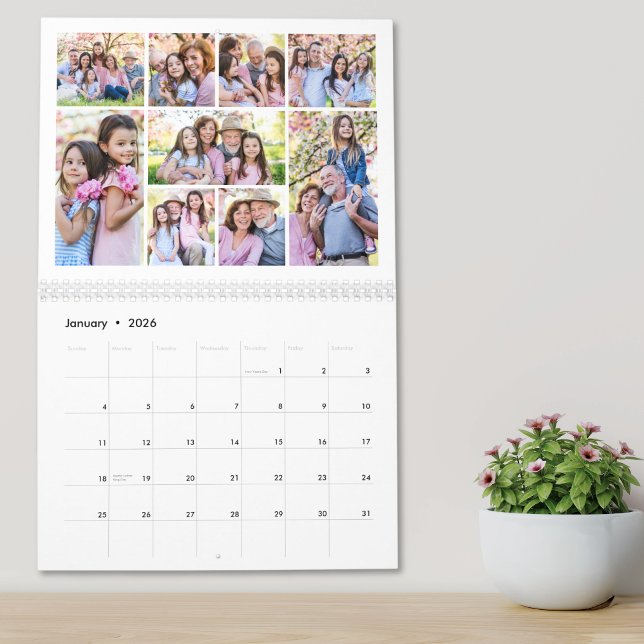 Calendrier Simple Grandparents Photo Collage (Simple Grandparents Photo Collage Calendar)