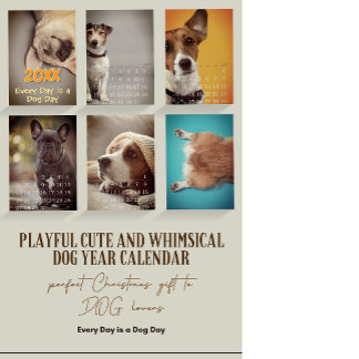 Calendrier Simple Jouer mignon et Whimsical année de CHIEN