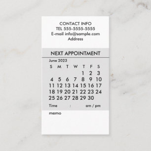 Calendrier simple Juin 2023 Carte de visite