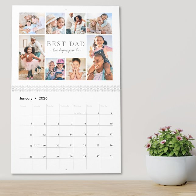Calendrier Simple Meilleur Papa Collage de Photos (Simple Best Dad Photo Collage Calendar)