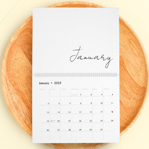 Calendrier Simple minimaliste Chic Script Writing 2025 Famill